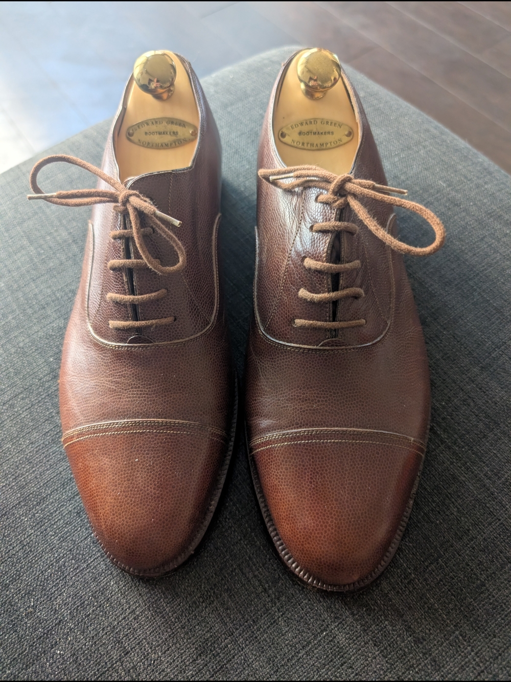 Fratelli Rossetti Men’s Pebble Grain Leather Cap-Toe Oxfords – Size 9 D